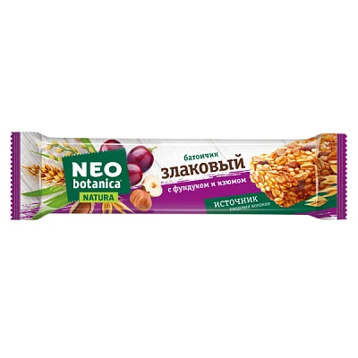 Батончик злаковый Neo-Botanica Natura с фундуком и изюмом