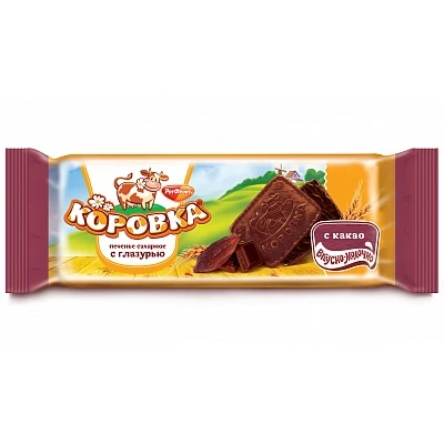 Печенье Коровка сахарное с какао и глазурью