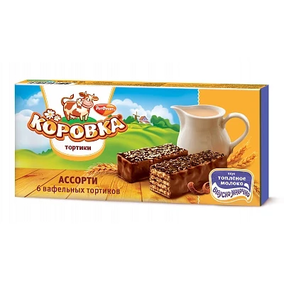 Вафельный торт Коровка вкус Топленое молоко со светлой и темной крошкой