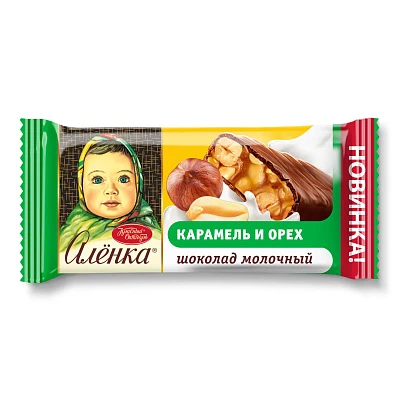 Шоколад молочный Аленка с мягкой карамелью и орехом