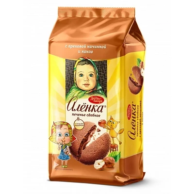 Печенье Алёнка с ореховой начинкой и какао