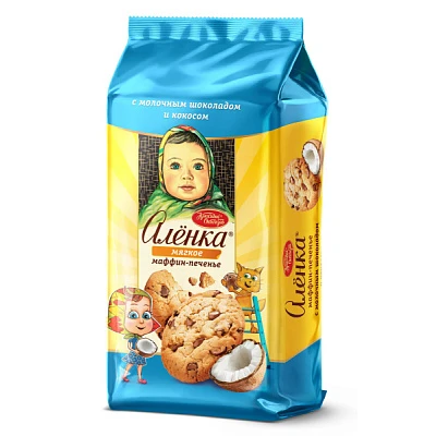 Печенье Алёнка сдобное мягкое с кокосом и молочным шоколадом