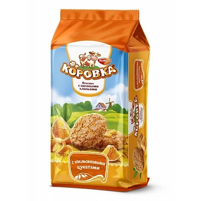 Печенье Коровка с овсяными хлопьями и апельсиновыми цукатами
