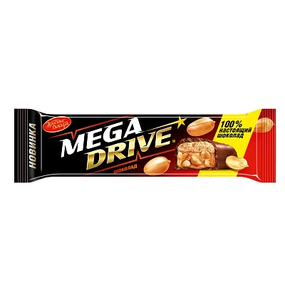 Шоколадный батончик MEGA DRIVE с начинкой арахис-нуга-мягкая карамель
