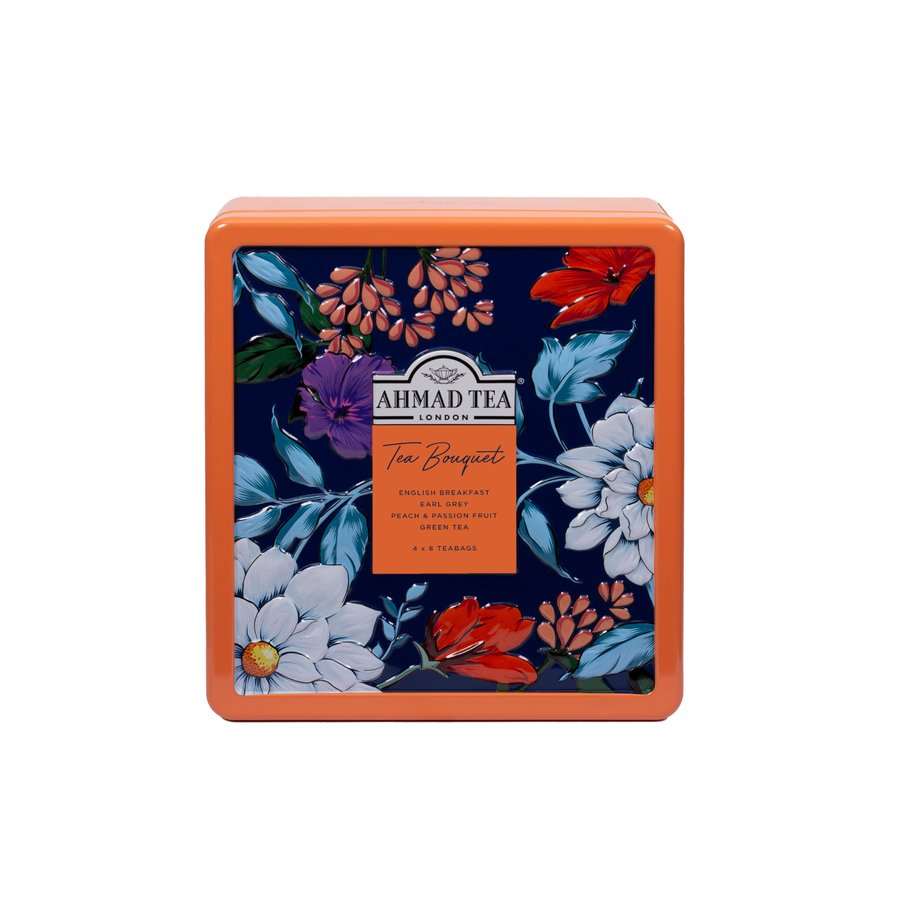 Floral Bouquet Tea Caddy (Orange)