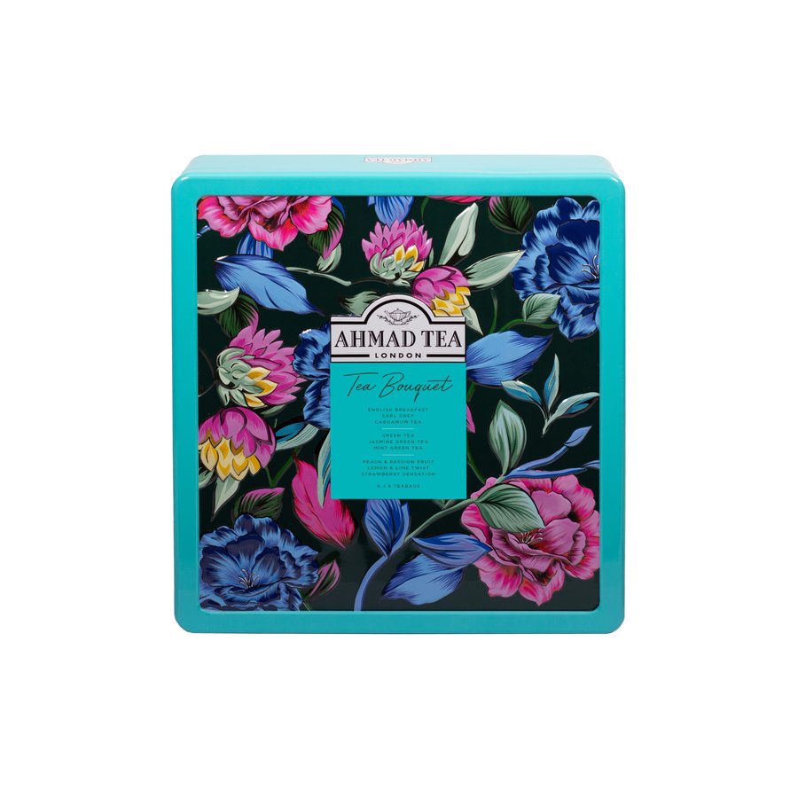 Floral Bouquet Tea Caddy (Blue)